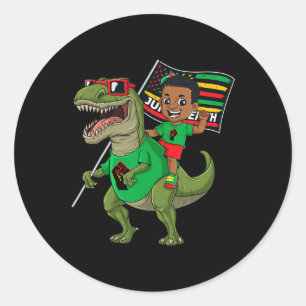 Juneteenth Black King Riding T Rex Dino Fun Boys K Classic Round Sticker