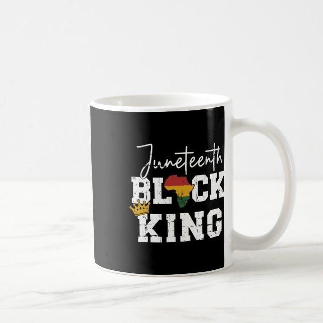 Juneteenth Black King With Pan African Map Flag  Coffee Mug (Right)