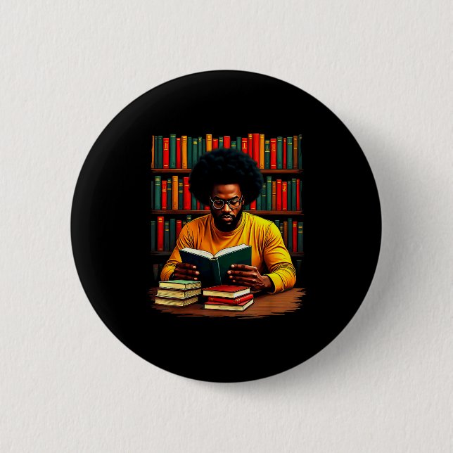 Juneteenth Black Man Reading Books  6 Cm Round Badge (Front)
