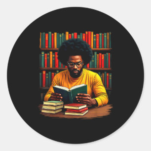 Juneteenth Black Man Reading Books  Classic Round Sticker