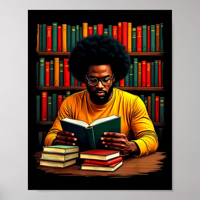Juneteenth Black Man Reading Books  Poster (Front)