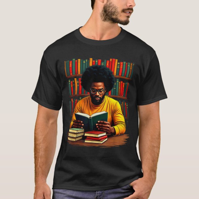 Juneteenth Black Man Reading Books  T-Shirt (Front)