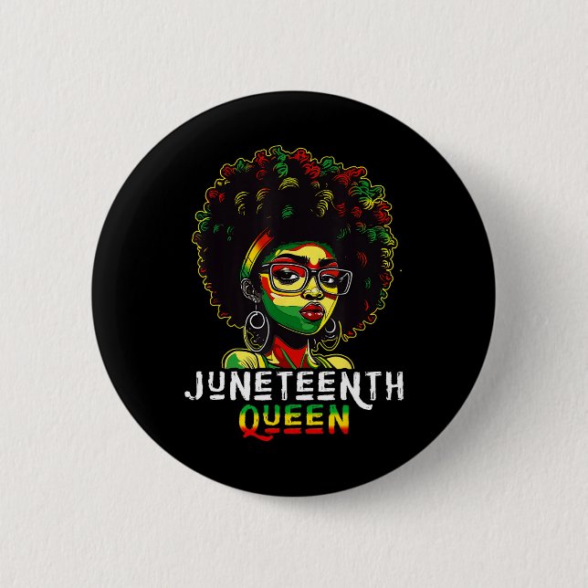 Juneteenth Black Melanin Queen Natural Afro Hair W 6 Cm Round Badge (Front)