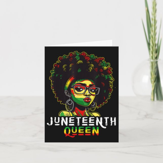 Juneteenth Black Melanin Queen Natural Afro Hair W Card (Front)