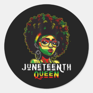 Juneteenth Black Melanin Queen Natural Afro Hair W Classic Round Sticker
