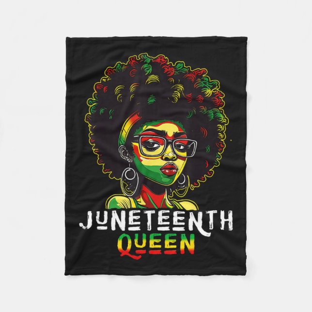 Juneteenth Black Melanin Queen Natural Afro Hair W Fleece Blanket (Front)