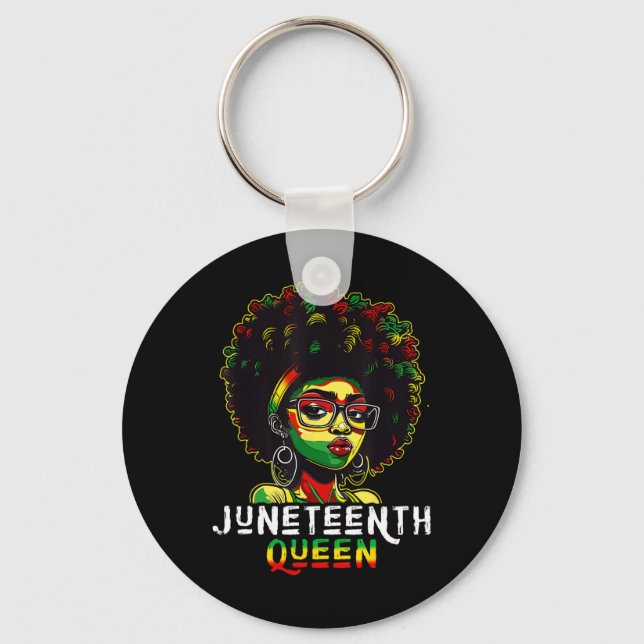 Juneteenth Black Melanin Queen Natural Afro Hair W Key Ring (Front)