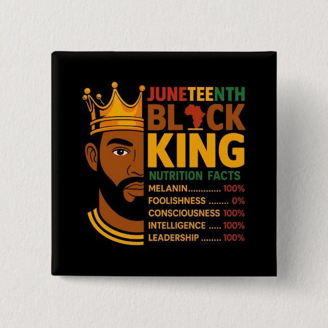 Juneteenth Black Nutrition Facts Pride African  15 Cm Square Badge (Front)