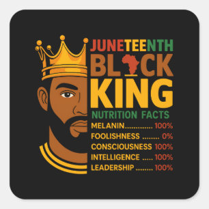 Juneteenth Black Nutrition Facts Pride African Square Sticker