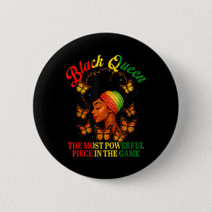Juneteenth Black Queen Chess Powerful Piece In The 6 Cm Round Badge