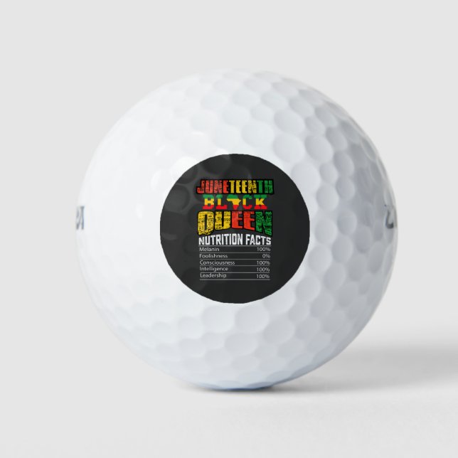 Juneteenth Black Queen Nutrition Facts Golf Balls (Front)