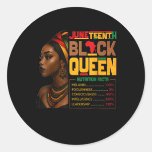 Juneteenth Black Queen Nutrition Facts Pride Afric Classic Round Sticker