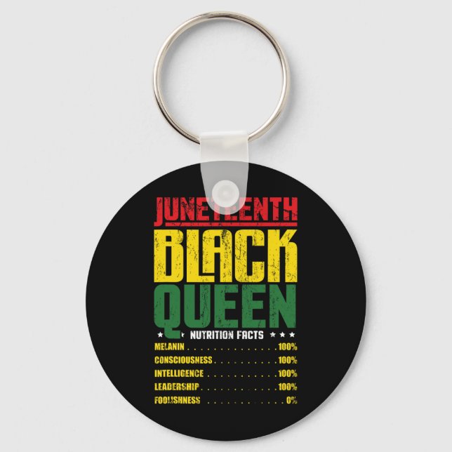 Juneteenth Black Queen Nutritional Facts Melanin W Key Ring (Front)