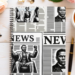 Juneteenth Black & White Newspaper print  Notebook