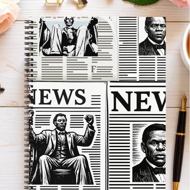 Juneteenth Black & White Newspaper print  Notebook (Creator Uploaded)