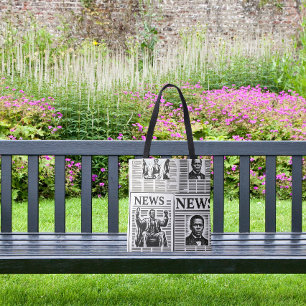 Juneteenth Black & White Newspaper print  Tote Bag