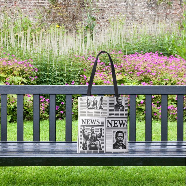 Juneteenth Black & White Newspaper print  Tote Bag (Creator Uploaded)