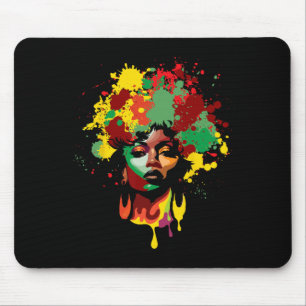 Juneteenth Black Woman Afro Queen Melanin Paint Dr Mouse Mat