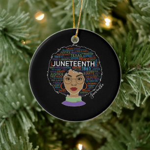 Juneteenth Black Woman Black Rights Ceramic Tree Decoration