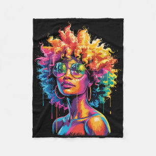 Juneteenth Black Woman Queen Afro African Melanin Fleece Blanket