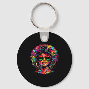 Juneteenth black womens queen dripping afro key ring