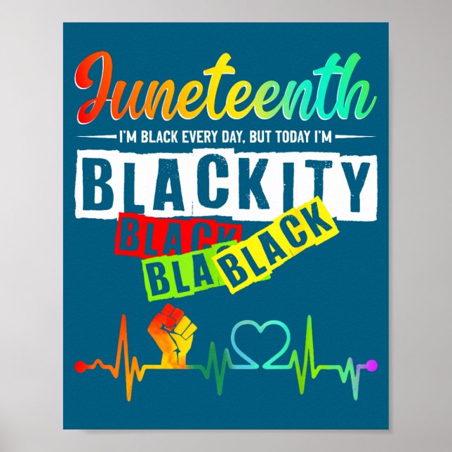 Juneteenth blackity heartbeat black history poster (Front)