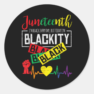 Juneteenth Blackity Heartbeat Freedom African June Classic Round Sticker