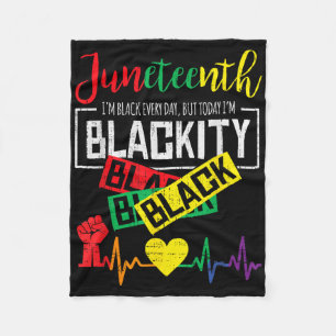 Juneteenth Blackity Heartbeat Freedom African June Fleece Blanket