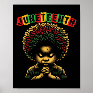 Juneteenth Boy Praying Black African June 19th Kid Poster