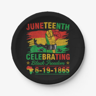 Juneteenth Breaking Every Chain Black Men Women Bo Paper Plate