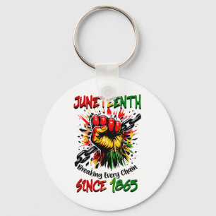 Juneteenth Breaking Every Chain Since 1865 Black H Key Ring
