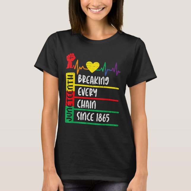 Juneteenth Breaking Every Chain Since 1865 Freedom T-Shirt (Front)