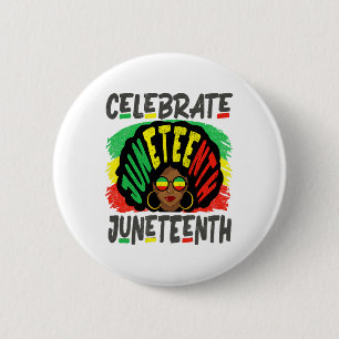 Juneteenth Celebrate 1865 Black History Afro Hair 6 Cm Round Badge