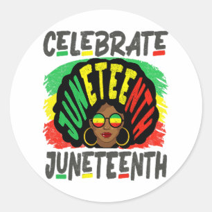 Juneteenth Celebrate 1865 Black History Afro Hair Classic Round Sticker
