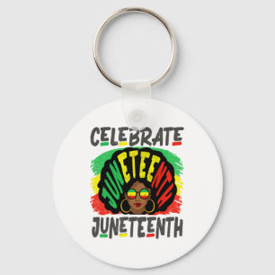 Juneteenth Celebrate 1865 Black History Afro Hair  Key Ring