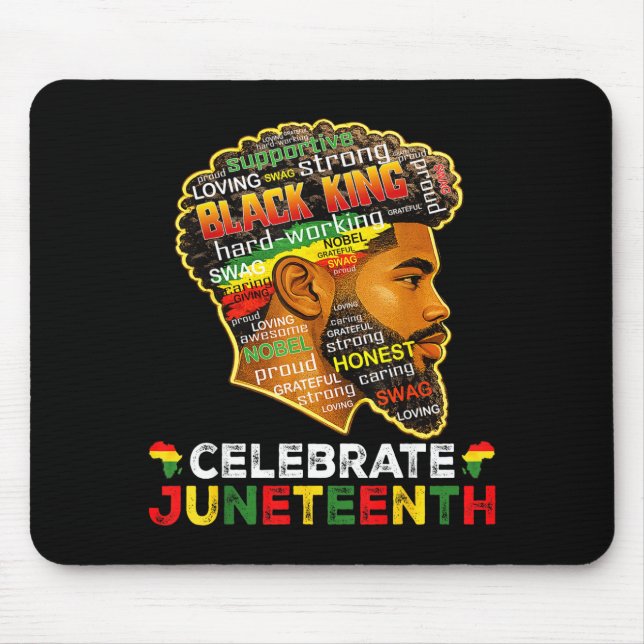 Juneteenth celebrate 1865 freedom black king mouse mat (Front)
