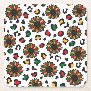Juneteenth celebrate black history melanin family. square paper coaster