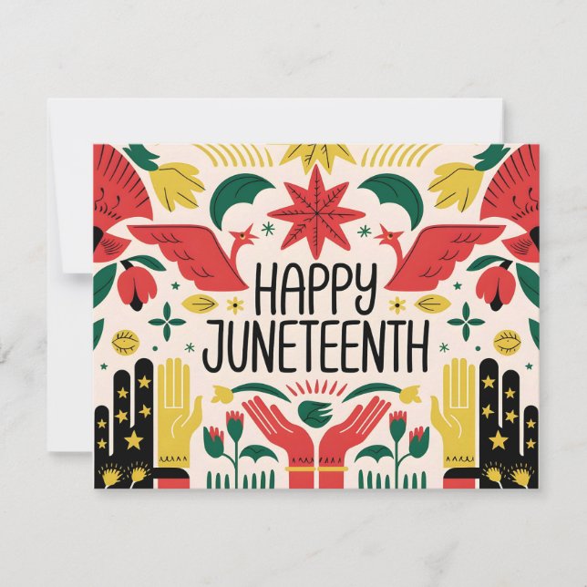 Juneteenth Celebrate Freedom Heritage symbolic art Holiday Card (Front)