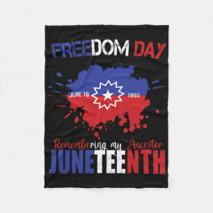 Juneteenth Celebrate Freedom Red White Blue Free B Fleece Blanket