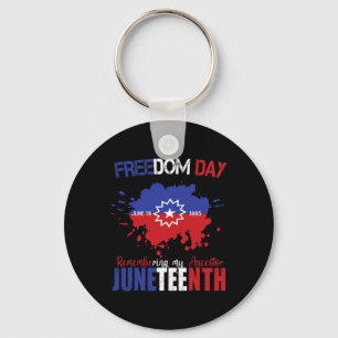 Juneteenth Celebrate Freedom Red White Blue Free B Key Ring