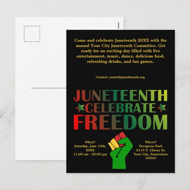 Juneteenth Celebrate Freedom Solidarity Event Holiday Postcard (Front/Back)