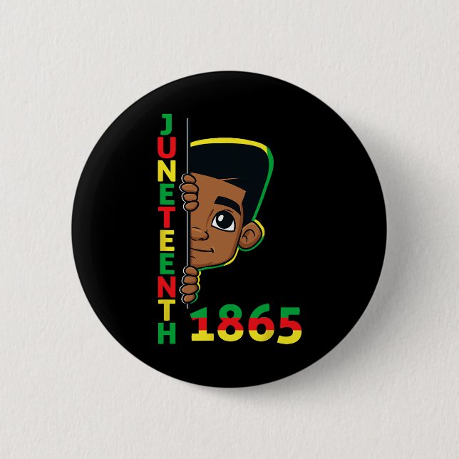 Juneteenth Celebrating 1865 Cool Brown Skin King B 6 Cm Round Badge (Front)