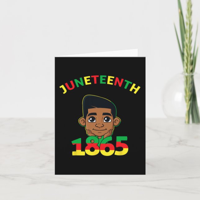 Juneteenth Celebrating 1865 Cool Brown Skin King B Card (Front)