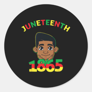 Juneteenth Celebrating 1865 Cool Brown Skin King B Classic Round Sticker