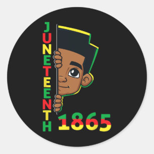 Juneteenth Celebrating 1865 Cool Brown Skin King B Classic Round Sticker
