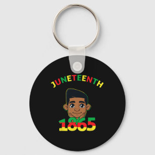 Juneteenth Celebrating 1865 Cool Brown Skin King B Key Ring