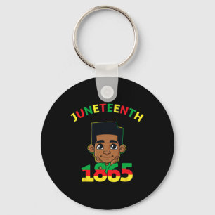 Juneteenth Celebrating 1865 Cool Brown Skin King B Key Ring