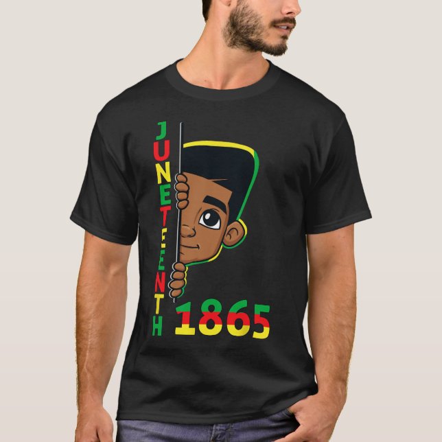 Juneteenth Celebrating 1865 Cool Brown Skin King B T-Shirt (Front)