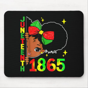 Juneteenth celebrating 1865 cute black girls kids  mouse mat