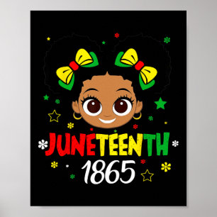 Juneteenth Celebrating 1865 Cute Black Girls Kids Poster